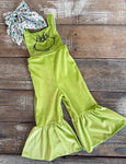 Velvet Green Animal Overalls