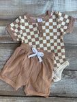 Brown Checkered Rib Set