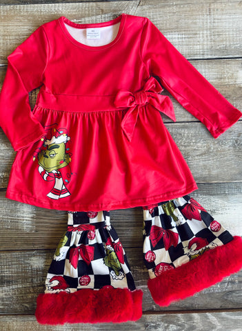 Red Checkered Green Animal Set